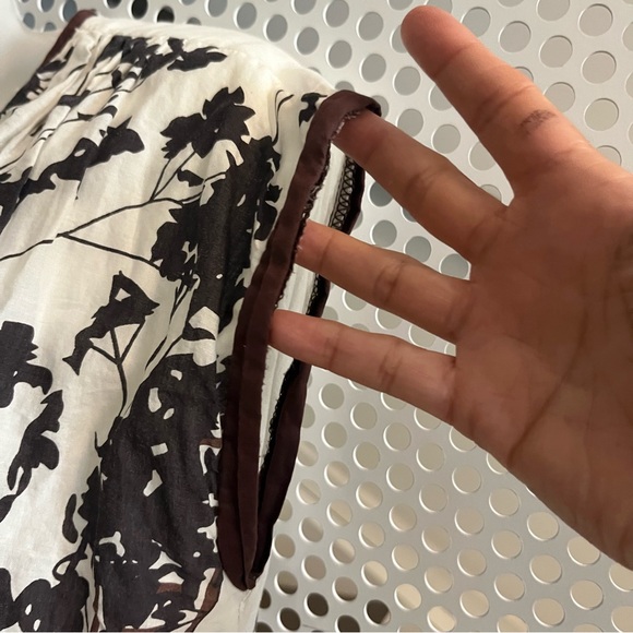 Lucca 100% cotton Vee Neck Abstract Print Floral Dress Size Small Brown White - Picture 4 of 11